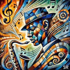a saxophonist entangled in notes