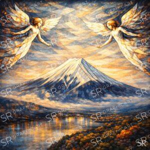 angels above Mount Fuji, guardians of balance