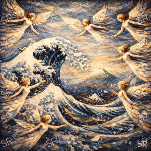 angels above the wave Hokusai
