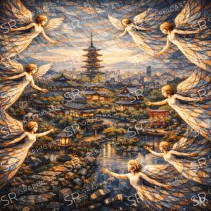 angels over Kyoto, rooftops, gardens, silence