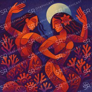 coral dance under the full moon