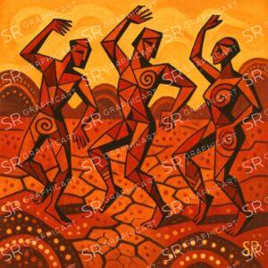 dancers by a dried-up stream