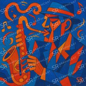 orange navy blue saxophonists