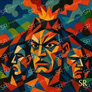 volcanic faces of warriors